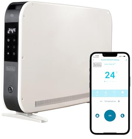 BLACK+DECKER BXCV41014GB 2.2KW Smart Convection Turbo Heater, 3 Heat Settings, Adjustable Thermostat, 24 Hour Timer, Digital Display, White