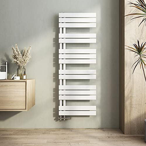 Heilmetz Termosifoni Moderni 1385x500mm Termoarredo Bagno Interasse 50 Radiatore Scaldasalviette Da Parete G1/2, Vertical, Scaldasalviette Bagno Termosifone Acciaio, Bianco