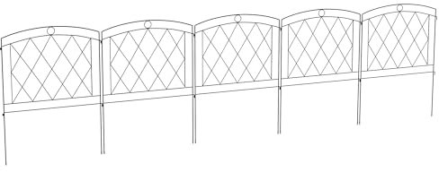 Outsunny Lot de 5 panneaux de clôture de jardin décoratives, bordure de jardin en métal, pour parterre de fleurs - dim. 305 x 80 cm, noir