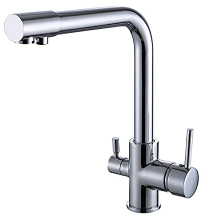 Wasserhähne, Wasserhahn, Küchenarmatur, komplett aus Kupfer, für Küche, reines Wasser, Waschbecken, drehbar, Doppelgriff, Doppelloch-Wasserhahn/2 (5 C)