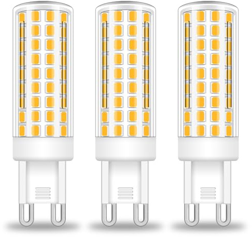BROLSKUN G9 LED Warmweiß Stiftsockel Lampe G9 LED Lampe 230V Energiesparende 9W G9 LED Maislampe ersetzt 60W - 75W Halogen 3000K G9 Glühbirnen, 3er Pack