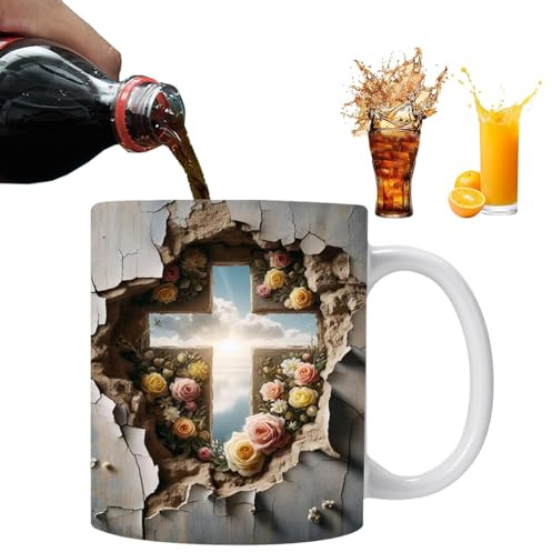 Taza de agua de cerámica, taza de café decorativa con efecto , diseño de sol | Decorativa, taza de té de desayuno para varias ocasiones