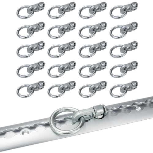 solidpro 20 Zurrfittinge für Airlineschienen mit Rundöse und 2 Haltepunkten, Belastbar bis 1500kg, Zurrösen für Anhänger, Wohnmobil, LKW, Zubehör, Silber