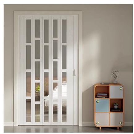 LVLDAWA Porte Coulissante Accordéon, Portes Coulissantes Transparentes Invisibles Plusieurs Volets Placard, Porte Placard Pliante en PVC avec Matériel D'installation(140x180cm)