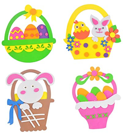 KOMBIUDA 4stücke Ostermaterialset Für Mädchen Kreative Handgemachte Cartoon-blumenbaskett Für Kindergarten Bunte Bastelaktivitäten Kreativität Und Geschicklichkeit Zufälliger Stil