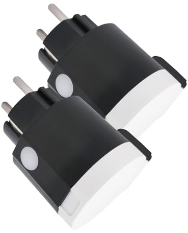 LED ATOMANT 2x Enchufe Wifi Exterior Redondo Negro 16A IP44 App Smart Life | Compatible con Alexa y Google Assistant, App Smart Life y Tuya
