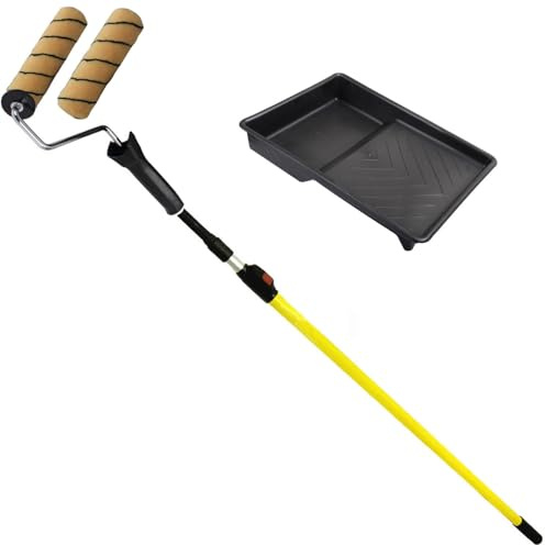 TG TOUGH GEAR Comanche 9 Inch Paint Roller Kit – Extension Pole, Tray & 2 Refills, Medium Pile for Walls, Ceilings & Masonry