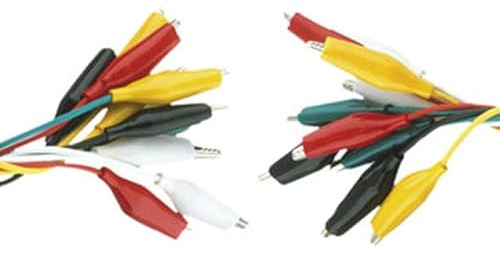 Set di 20 pinze a coccodrillo da 300 mm per collegamenti elettrici e test di circuito, ideali per laboratorio e fai da te.