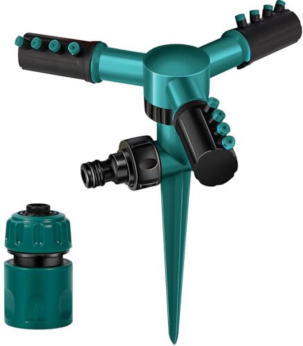 Irrigatore da giardino girevole a 360 gradi, irrigatore da giardino regolabile, con 1 connettore