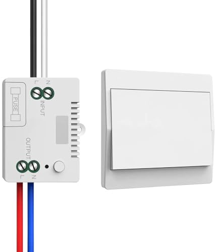 Kit d'interrupteur sans fil 230 V - Interrupteur sans fil auto-alimenté - Pas besoin de piles - Interrupteur mural étanche - Contrôlez votre lampe jusqu'à 200 m (1 récepteur et 1 panneau de