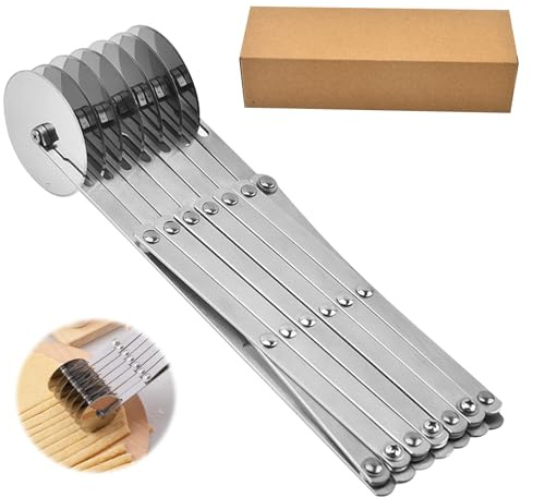 GOEDCH Coupe-Pâte: Roulette à Pizza à 7 Roues en Acier Inoxydable, Trancheuse Patisserie Extensible, Diviseur de Gâteau Réglable, Coupe-Pizza Multi Roue pour Gâteaux, Crêpes, Gaufres, Biscuits