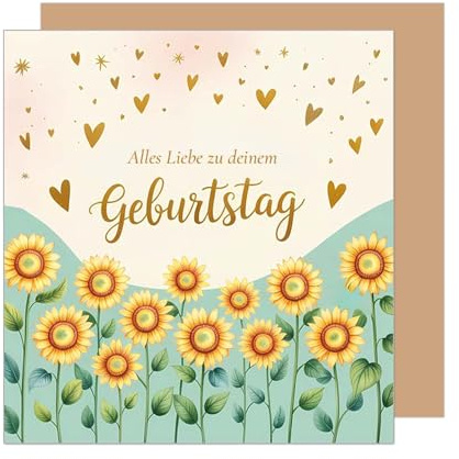 Edition Seidel Premium quadratische Geburtstagskarte mit Umschlag. Glückwunschkarte Alles Liebe zum Geburtstag Karte mit Sonnenblumen für Mann Frau (GQ509 SW025)