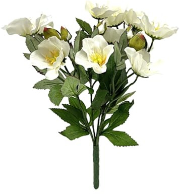 FloristryWarehouse Faux Silk Helleborus Christmas Rose Flower Bush 40cm/15 Inches