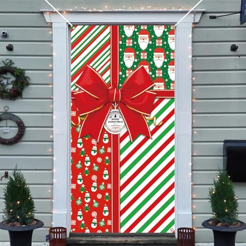 BSITSSS Decoracion Puerta Navidad 90 x 180 cm, Cubierta de Puerta Arco Navideños, Cortina Puerta Banner Navidad para Invierno Fiesta Decoracion Hogar Casa