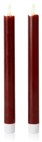 Curator Home Set of 2 Wax LED Taper Candles Ð 22cm Flameless Dinner Candles Ð Real Wax, Warm White LED Wick, Battery Operated Ð Elegant Table Centrepiece & Wedding Candle