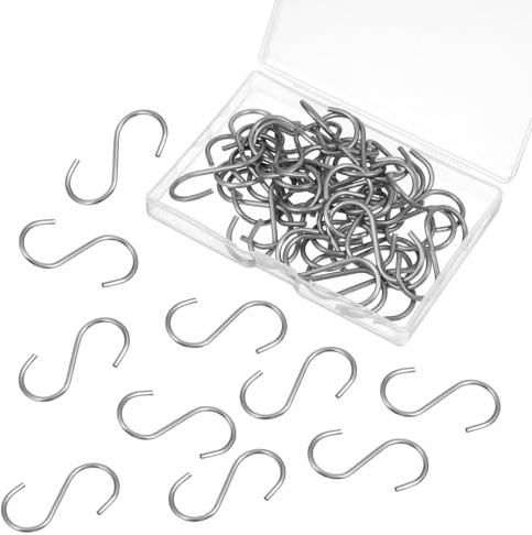 Thinp 40 Pcs Small S Hooks for Hanging, 1-1/2 Stainless Steel S Hooks Heavy Duty Utility Hook Mini S-Shaped Hangers for Christmas Ornament DIY Crafts Jewelry Key Chain Tags (Silver)