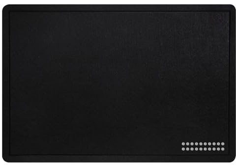 OWLKELA 90x60cm Bulletin Board, Black | Linen Cork Board, Wall-Mounted Hanging Pin Board with 20 Pushpins, Vision Board for Office, School, Home