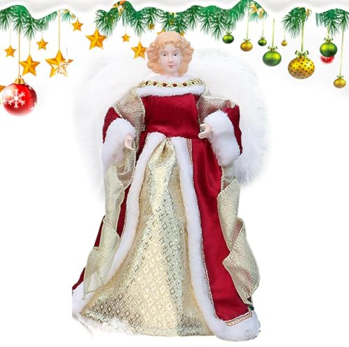 Engel-Weihnachtsbaum-Topper,Engel-Baum-Topper | Engel mit Flügeln Figur | Engel-Baumspitze-Figur, Elegante Weihnachtsbaumspitze mit Flügeln für den Baum