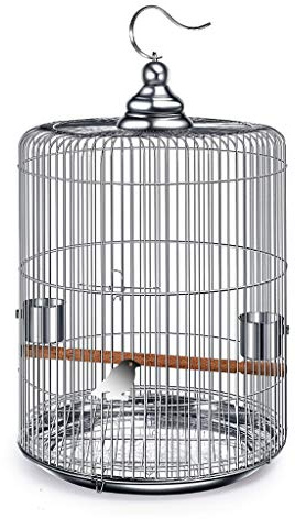 Solid Bird Cage Stainless Steel Bird Cage Large with Metal Hooks Can Be Hung in The Outdoor Bird Villa Round Bird Cage 6 Size Options for Lovebirds Finches Parr，Medium