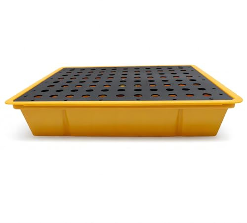 Auffangwanne mit herausnehmbarem Gitter – aus Kunststoff auslaufsichere Sekundärauffangwanne für Chemikalien Labor Arbeitsplatz Industrie und Lager (49 * 35.5 * 9.5cm)