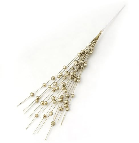 Fockety Tallos de Bayas Artificiales, Ramas de Bayas de Acebo Artificiales de Navidad de 14,96 Pulgadas, Tallos de con Purpurina para árbol de Navidad, Decoración de (GOLD)