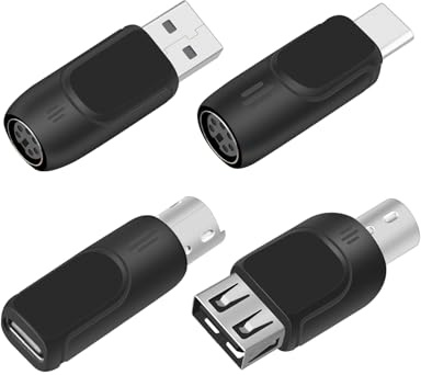 GELRHONR USB to PS2 Adapter 5 Pack, USB Male to PS/2 Converter for Computer Mouse and Keyboard Plug and Play, Stable Transmission, Compact and Portable,Black (Suit/4 Converter)