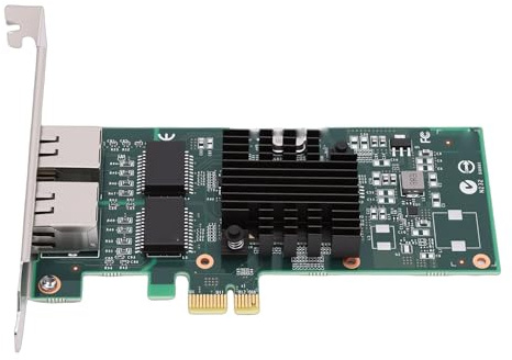 Yanmis Tarjeta de Red de 1 GB, Puertos RJ45 Duales Adaptador PCI Express 2.0 X1 Gigabit Ethernet con Conectores Chapados en Oro, Soporte para Adaptador 82576 PCI Express 2.0 X1