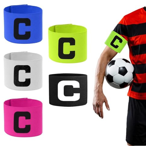 FHRYNA 5 Stück Kapitänsbinde Fußball Set, Verstellbare Elastische Armbinde aus Nylon für Erwachsene & Kinder, Multicolor Sport-Armbinden für Fußball, Basketball & Volleyball, 33 cm