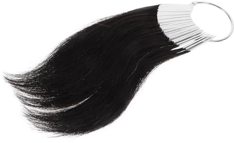 AMUSLESUR Nuancier de Couleurs de Cheveux Humains Noir 30 Pièces Anneaux Pvc Blancs, Mèches Testables et Lissables pour Formation en Coiffure Professionnelle