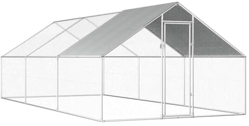 Ordellia Utomhuskycklingbur av galvaniserat stål, 2,75 x 6 x 1,92 m, med PE-tak, låsbar dörr, hönsuttag för trädgård, voljär för kycklingar, ankor och små djur