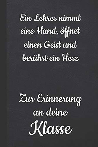 Ein Lehrer nimmt eine Hand öffnet eine Geist und berührt ein Herz Zur Erinnerung an deine Klasse: A5 blanko schwarz Freundebuch für Erwachsene / ... Abschiedsgeschenk für Lehrer oder Lehrerin