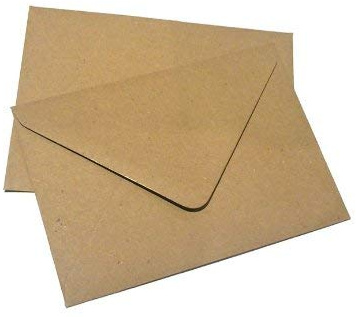 100x C6 Plain Flecked Recycled Kraft Card Envelopes Natural Brown (114x162mm A6)