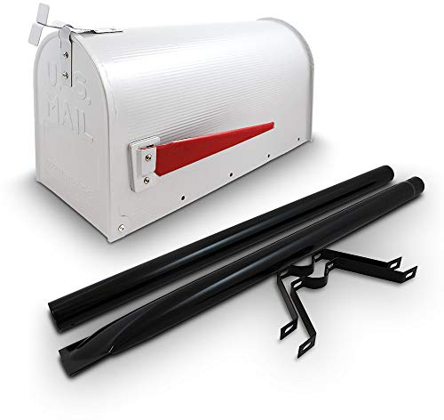 Bituxx US Mailbox Amerikanischer Briefkasten Standbriefkasten Wandbriefkasten Letterbox Weiß Inclusive Standpfosten