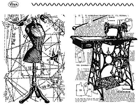 Viva Decor Clear-Stamps (Hintergrund Schneiderei) Silikon Stempel - Prägung Stempel - DIY Dekoration stanzen - Stempel Silikon - DIY Stamp - Stempel Prägung - Made in Germany