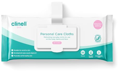 Clinell Skin Personal Care Wipes - Pack of 1(40) -Dermatologically Tested, Rinse Free, Multi Purpose, Cleansing Wipes Ideal for Patient Use - White