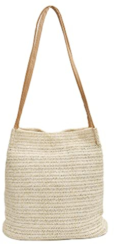 TENDYCOCO Umhängetasche Stroh Eimer Tasche Weben Strandtasche Handtasche handgefertigt für Frauen