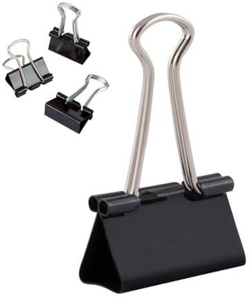 D.RECT Metal Foldbackklämmor – Foldbacksklämmor förpackning 12 stycken x 12 förpackningar (144 klämmor) 32 mm – multifunktionsklämmor, metallbindare klämmor för: Anteckningar, brevpapper –