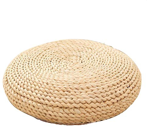Merkts Round Straw Cushion, Silk Wadding, for Home Fitness Yoga Meditation, Beige, 30 * 30 cm