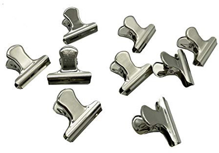 Kleine Metall-Klammern, Bulldogge, 30 Stück, 3,8 cm, Edelstahl, Metallscharnier, Büroklammern (Silber)