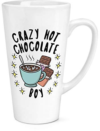 Crazy Hot Chocolate Boy Stars - Tazza da latte grande, 480 ml