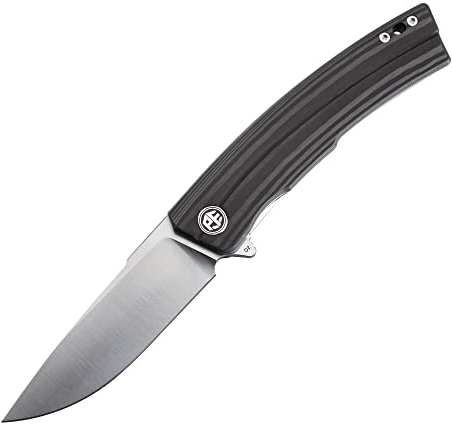 Petrified fish PFP02 Klappmesser, 3.8 D2 Stahl Klinge G10 Griff EDC Taschenmesser (Carbon Fiber Satin)