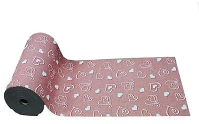 Russo Tessuti Passatoia Tappeto Guida Zerbino Cucina Bagno CORRIDOIO METRAGGIO Cuori Love Paris-Rosa cipria-50x140cm