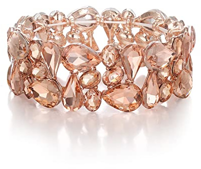EVER FAITH Armband Damen Prom Schmuck Oval Teardrop Kristall Elastisches Hochzeit Braut Stretch für Party