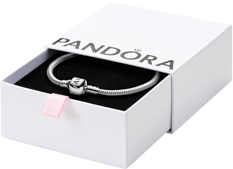 PANDORA Moments Barrel Clasp Snake Chain Bracelet - Silver Bracelet for Women - Gift for Her - Sterling Silver - With Gift Box - 6.7