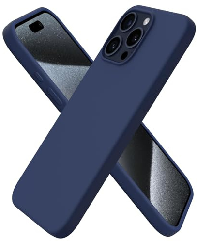 ORNARTO Cover per iPhone 15 Pro Max Silicone,Antiurto,Deep Blu | Silicone Liquido Premium,Protezione Completa,Morbida al tatto,Custodia per Telefono con Fodera in Microfibra Antigraffio