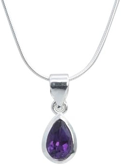 mantraroma Kettenanhänger 925 Silber Amethyst lila Stein Edelstein Kettenanhänger Damen Sterling Silber Halskette Anhänger Geschenk