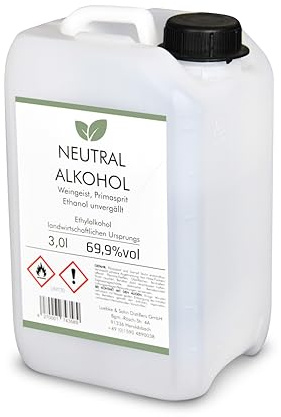 3l Weingeist Primasprit Trinkalkohol 69,9% vol - zum Ansetzen von Likören, Gin oder Tinkturen - 3l Kanister