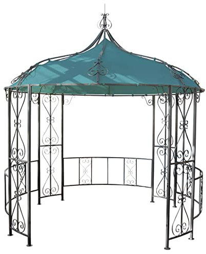 Décoshop26 Pergola pavillon Arche de Jardin Rond tonnelle chapiteau Tente de réception Cadre en Acier Robuste Ø 3m Turquoise 04_0004063