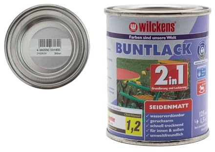 Wilckens Buntlack 2in1 Dispersion seidenmatt 30 Farben 125ml, Farben:Silber
