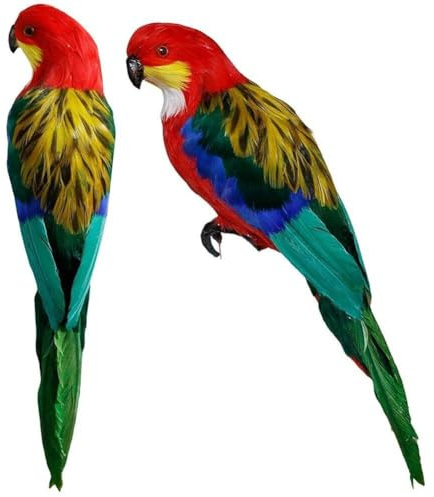 2 Pcs Künstliche Vögel Gefälschte Papageien Gefiederte Vögel Papageienfigur Dekor Für Basteldschungelgarten Home Ornament Dekoration